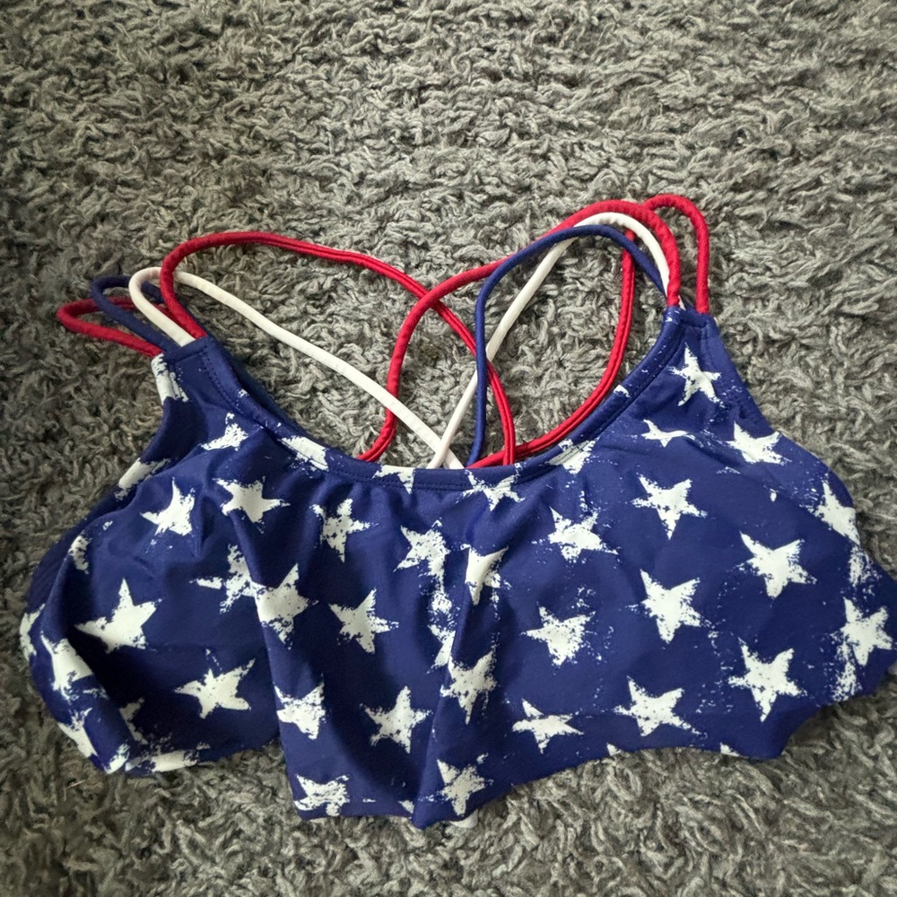 Xhiliration small usa themed swim top